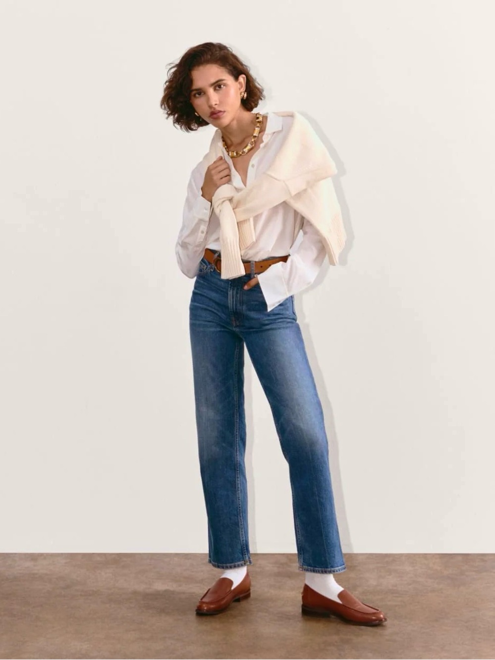Everlane The Cheeky Straight Jean Mid Indigo High Rise Organic Cotton Sz 28 NWOT